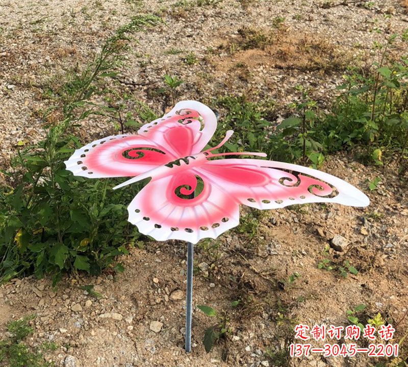 保定粉红色不锈钢蝴蝶雕塑