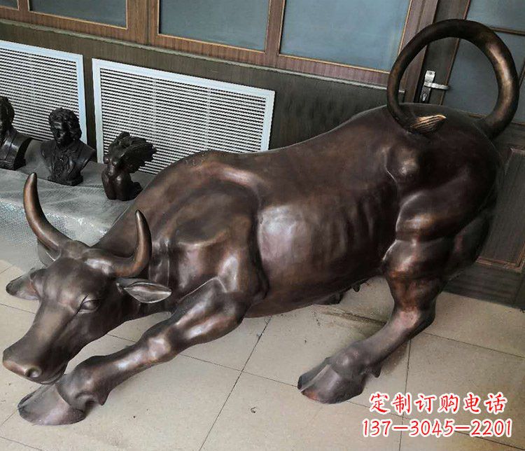 保定传统工艺精美牛铜雕塑