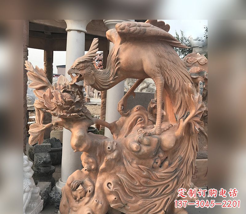 保定凤凰牡丹石雕