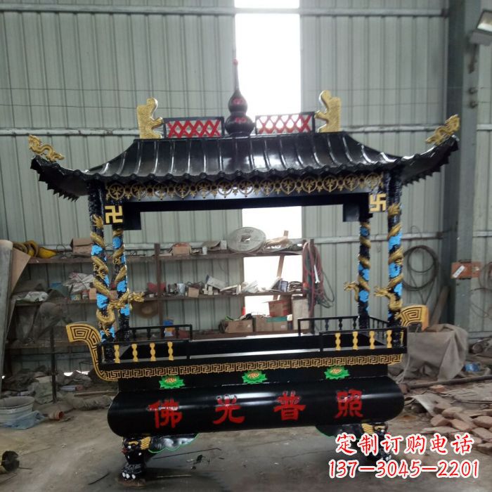 保定精美绝伦的浮雕龙纹铜香炉雕塑
