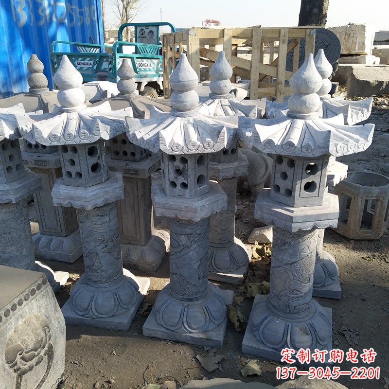 保定高墩青石中式灯笼雕塑