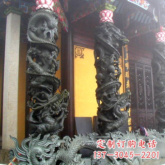 保定高浮雕龙柱铜雕塑
