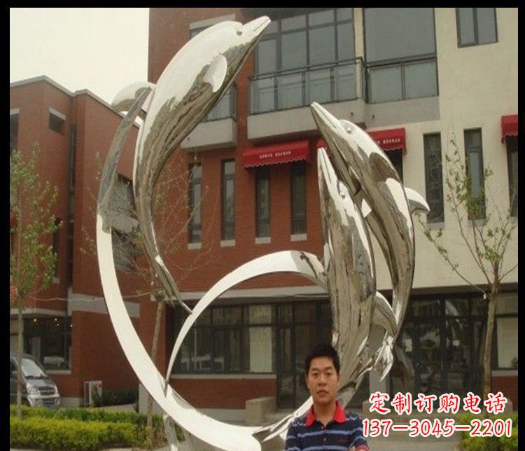 保定精细不锈钢海豚雕塑