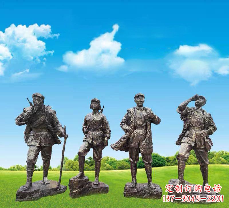 保定青铜雕刻-八路军战士雕塑