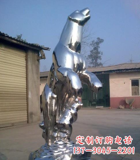 保定公园不锈钢抽象北极熊动物雕塑