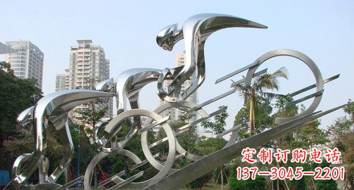 保定不锈钢自行车抽象雕塑