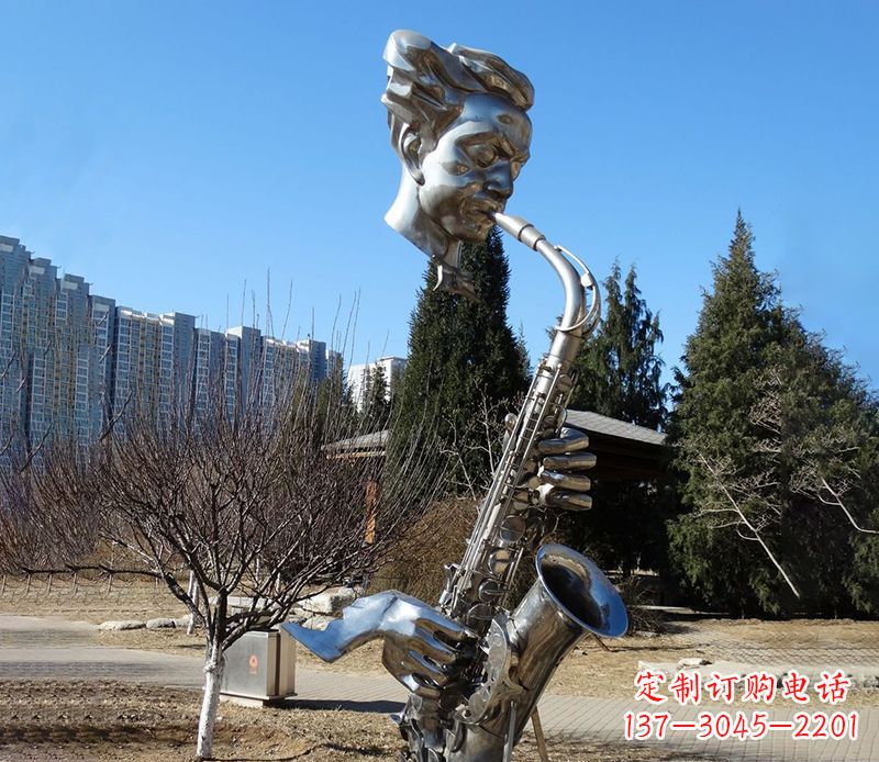 保定纪念性不锈钢萨克斯头像雕塑