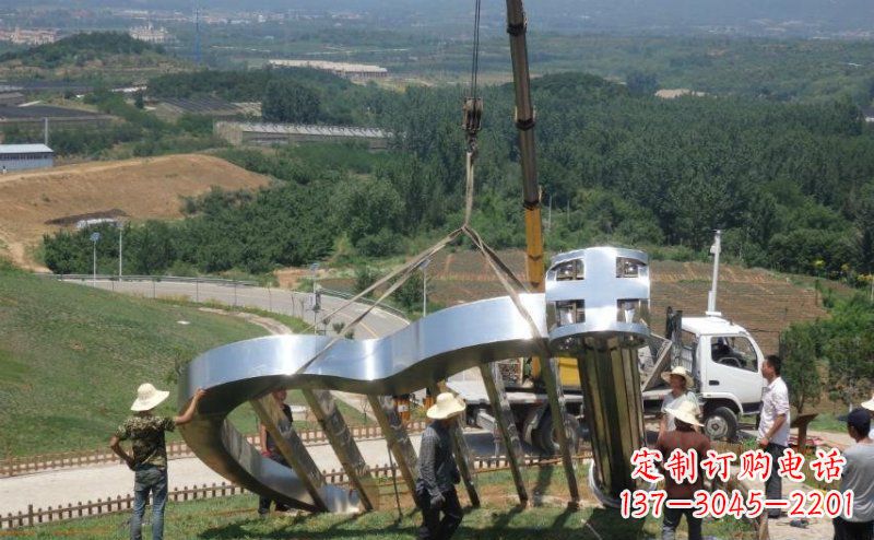 保定公园不锈钢大型竖琴景观雕塑