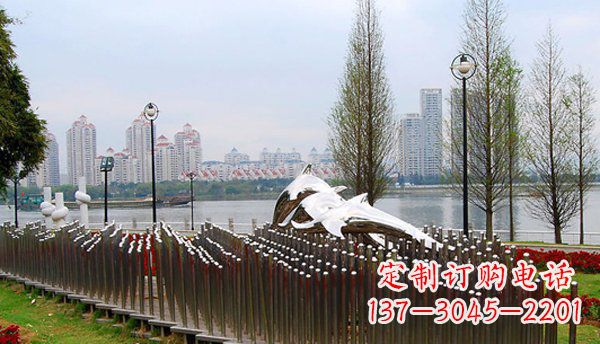 保定动物主题不锈钢海豚雕塑