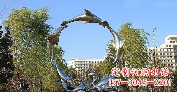 保定华丽精致的不锈钢海豚雕塑