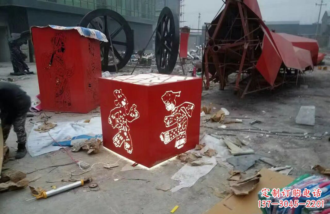 保定高品质不锈钢皮影戏人物雕塑