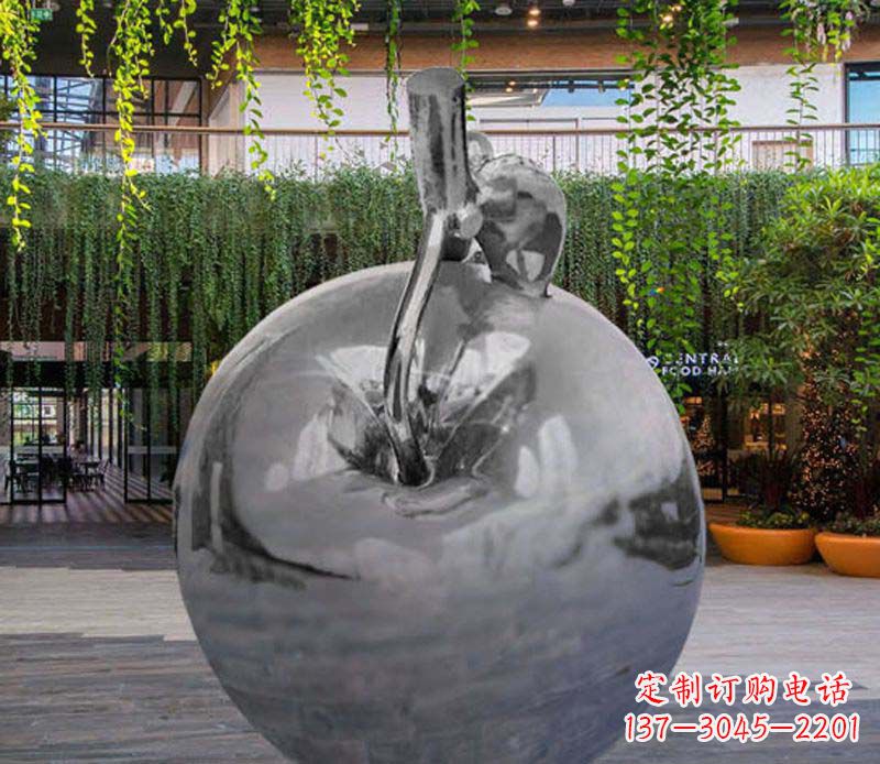 保定公园时尚不锈钢镜面苹果雕塑