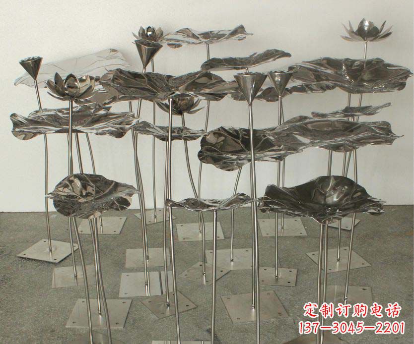 保定精美装饰不锈钢莲叶雕塑