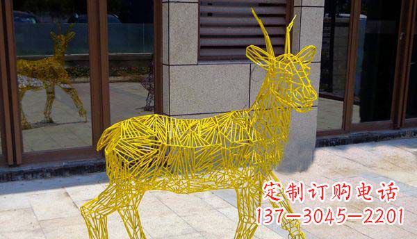保定梦幻般的不锈钢小鹿大理石塑像