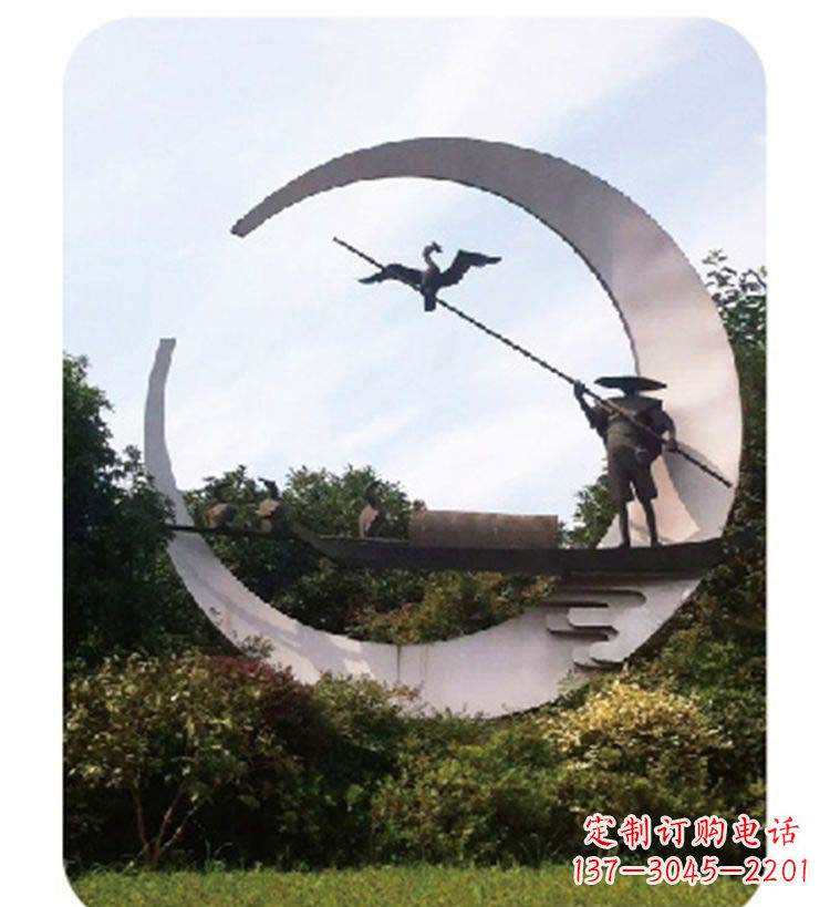 保定精致美观的不锈钢鸬鹚雕塑