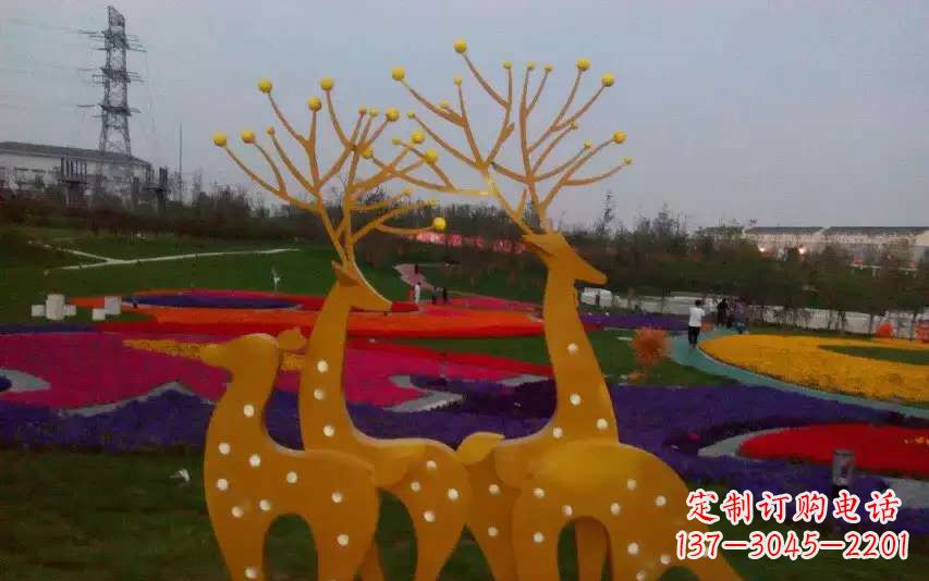 保定不锈钢美陈动物鹿雕塑