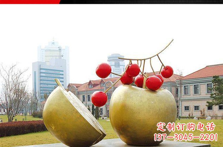 保定公园不锈钢苹果樱桃雕塑