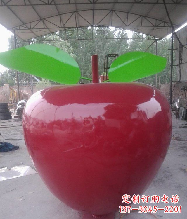保定黑凤凰不锈钢苹果景观雕塑