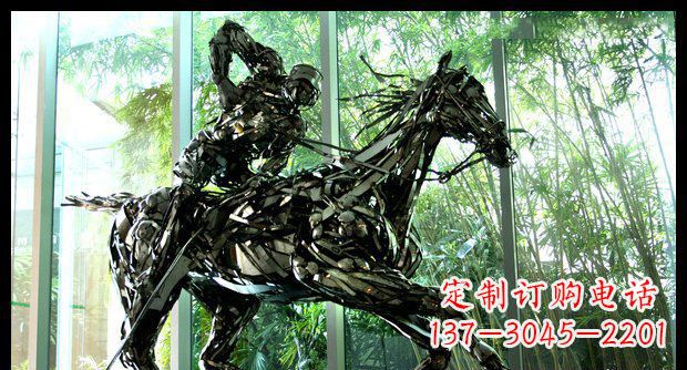 保定高品质不锈钢骑马雕塑