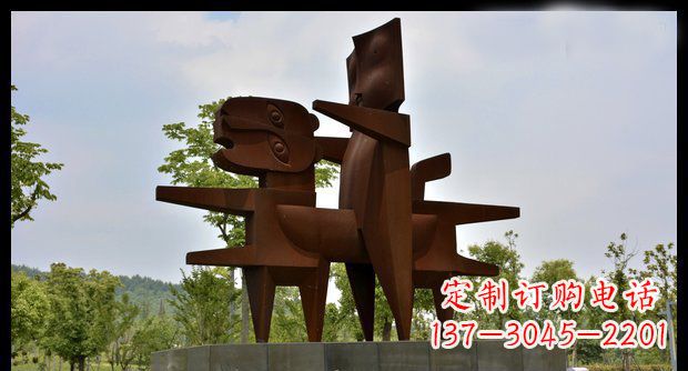 保定不锈钢人骑老虎雕塑