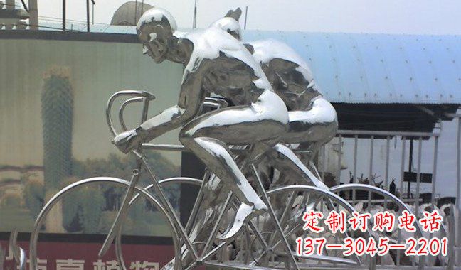 保定不锈钢骑行自行车雕塑