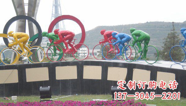 保定品味传统,扬帆未来——不锈钢骑自行车雕塑