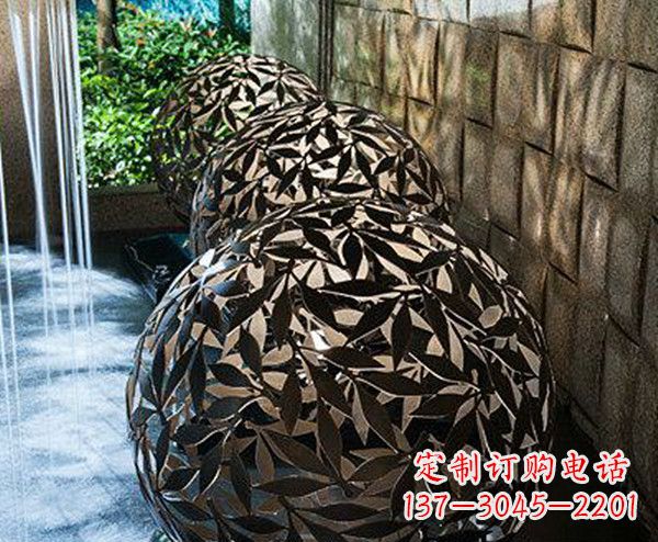保定不锈钢树叶镂空球景观雕塑