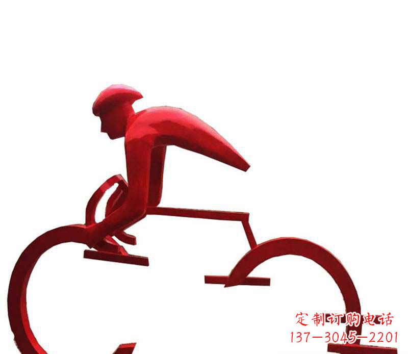保定公园主题不锈钢自行车雕塑