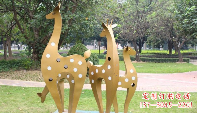 保定彩色不锈钢梅花鹿雕塑
