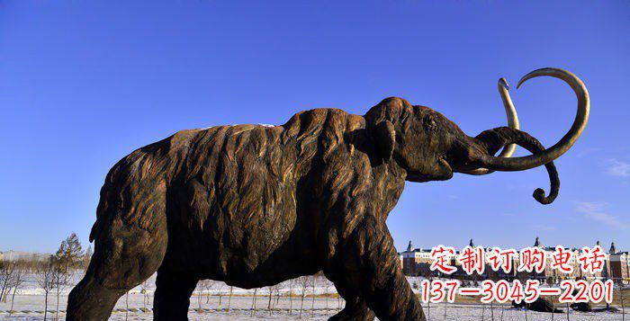 保定公园抽象大象动物铜雕 (2)