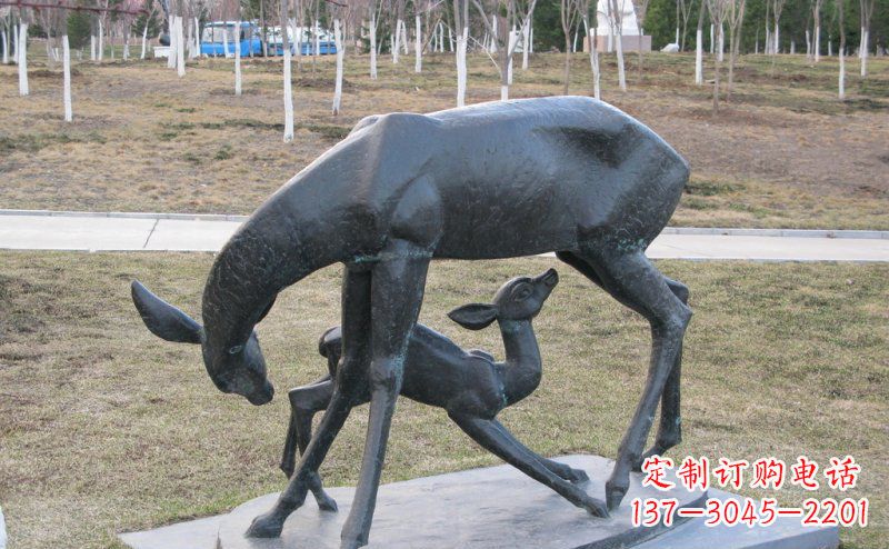 保定母子鹿铜雕艺术塑像