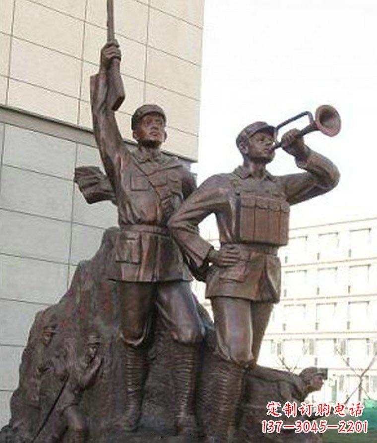 保定革命精神熠熠冲锋号铜雕