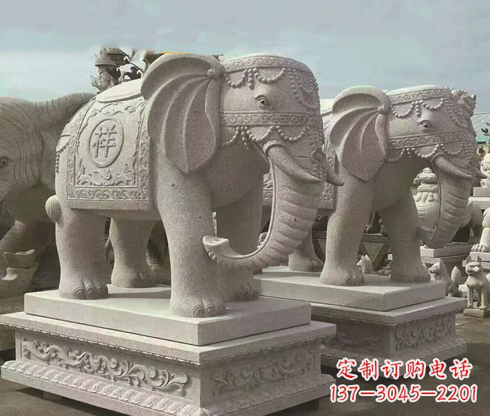 保定精美大象大理石雕塑