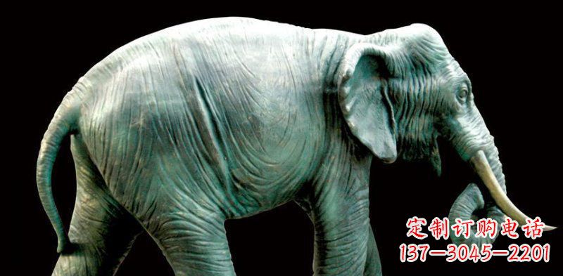 保定公园大象动物铜雕 (3)