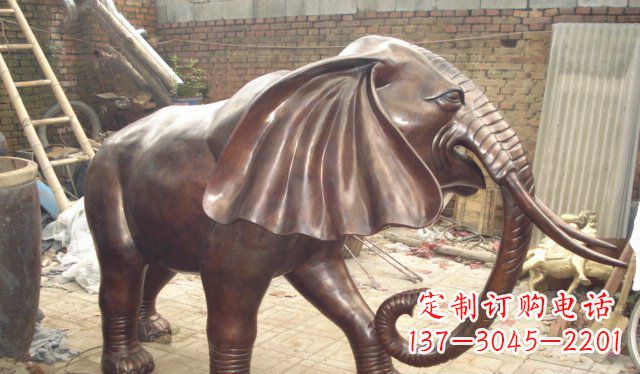 保定精美细腻的铸铜大象雕塑