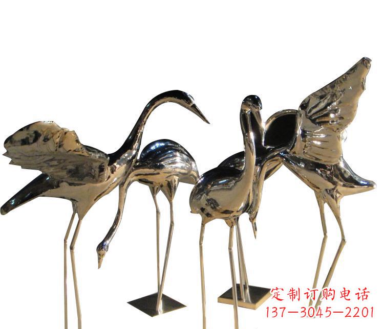 保定三角中国领雕塑不锈钢仙鹤雕塑