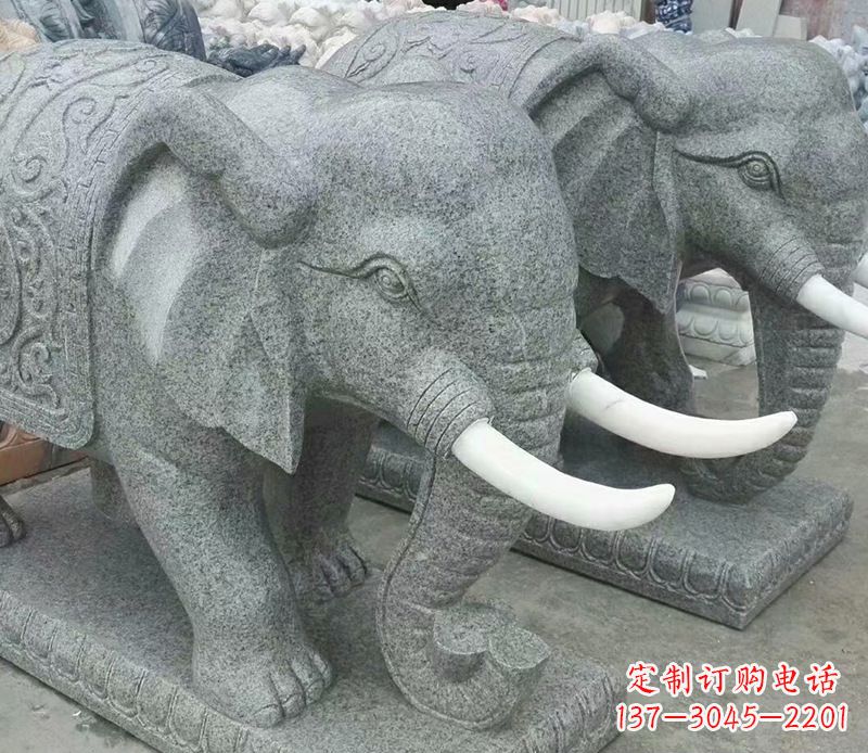 保定象征力量的大理石大象雕塑