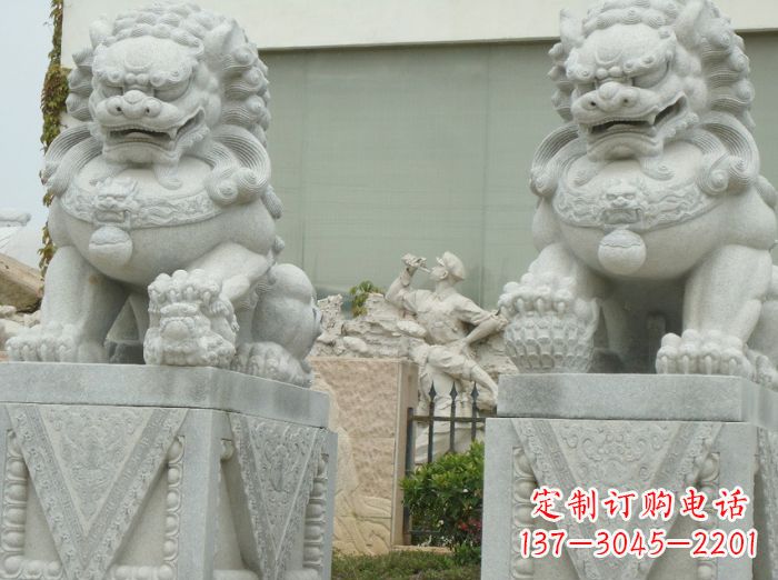 保定高端大理石狮子石雕