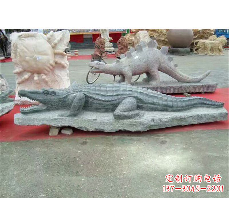 保定公园动物鳄鱼石雕