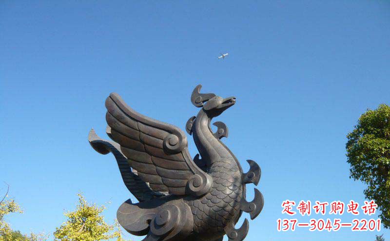 保定公园凤凰景观铜雕