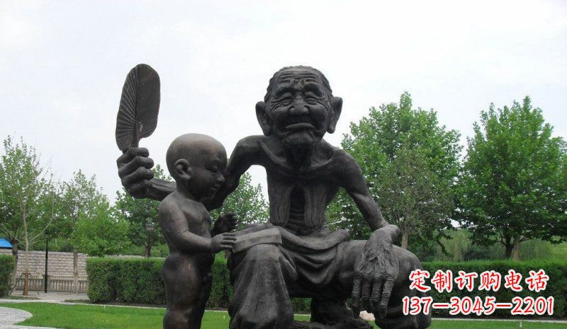 保定温馨老人铜雕