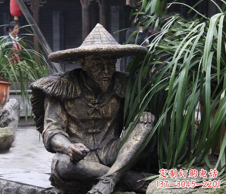 保定中领雕塑定制——古典经典“渔翁”铜雕