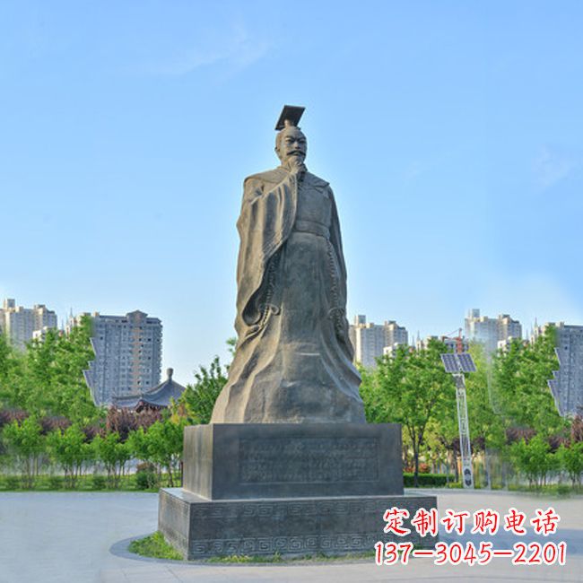 保定公园广场历史名人,青石隋文帝杨坚雕塑