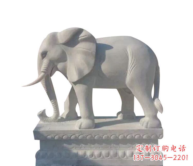 保定公园汉白玉大象动物石雕