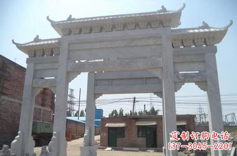 保定牌坊石雕 – 三门牌坊石雕,极具风格的艺术品