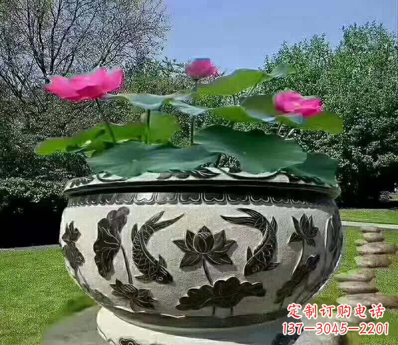 保定唯美鲤鱼水缸雕塑