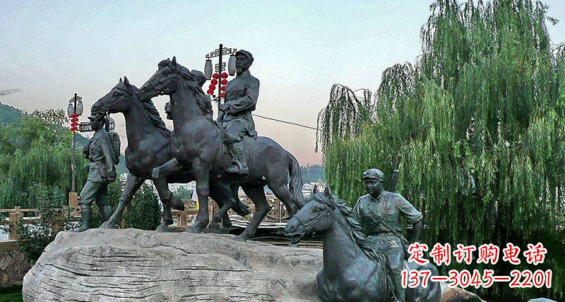保定公园红军骑马景观铜雕