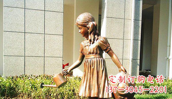 保定可爱的公园小女孩铜雕