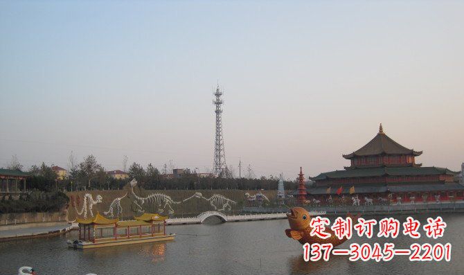 保定公园金鱼动物铜雕