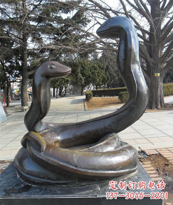 保定公园景观动物蛇铜雕